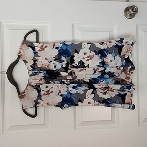 Calvin Klein Sleeveless Printed Pleated Neck Cami Blouse Small